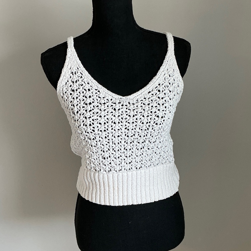 J. Crew White Lace Knit Top